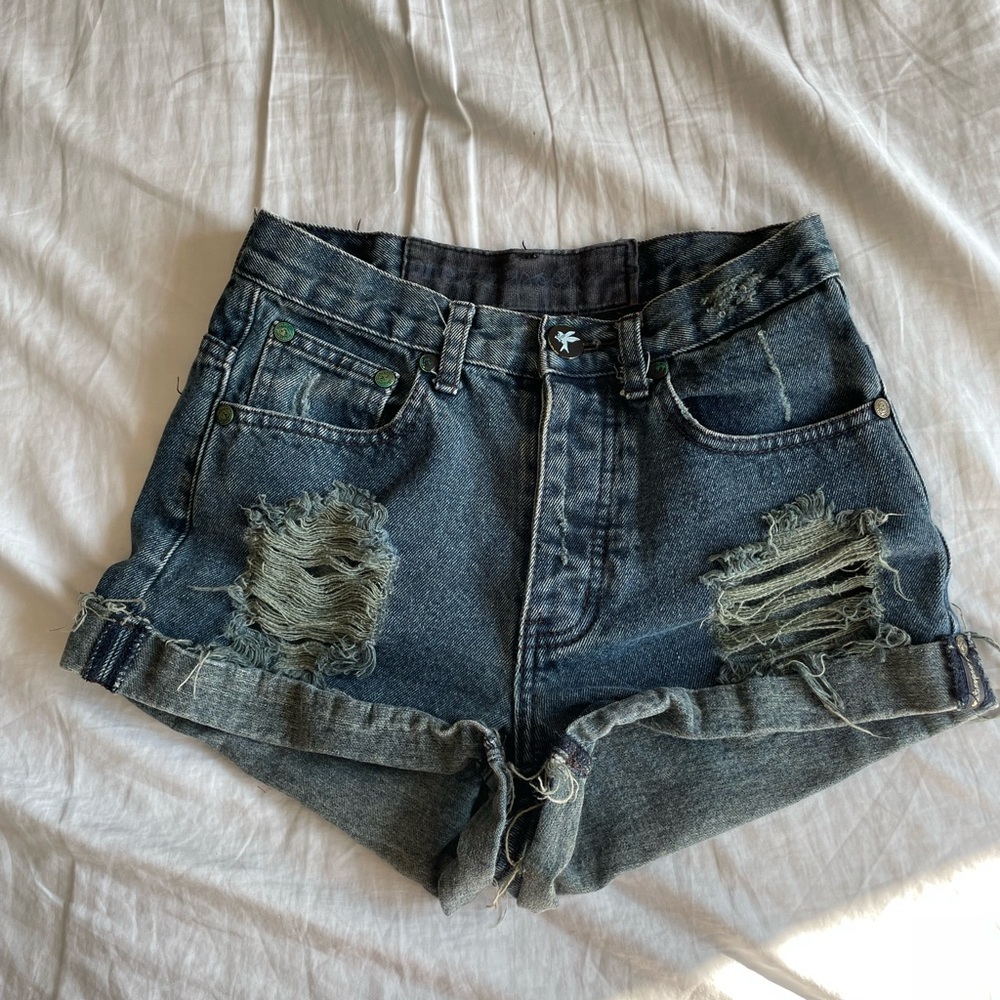 One Teaspoon Dark Wash Hawks Denim Jean Shorts Size 24